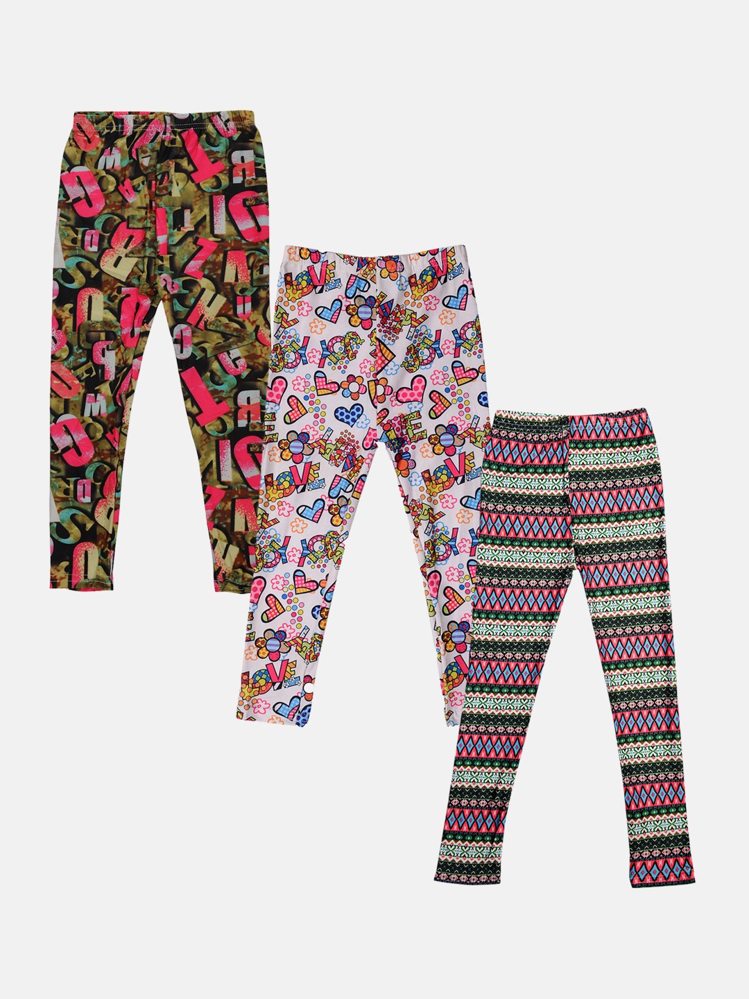 

TINY HUG Girls Pack Of 3 Multicoloiured Printed Tights, Multi