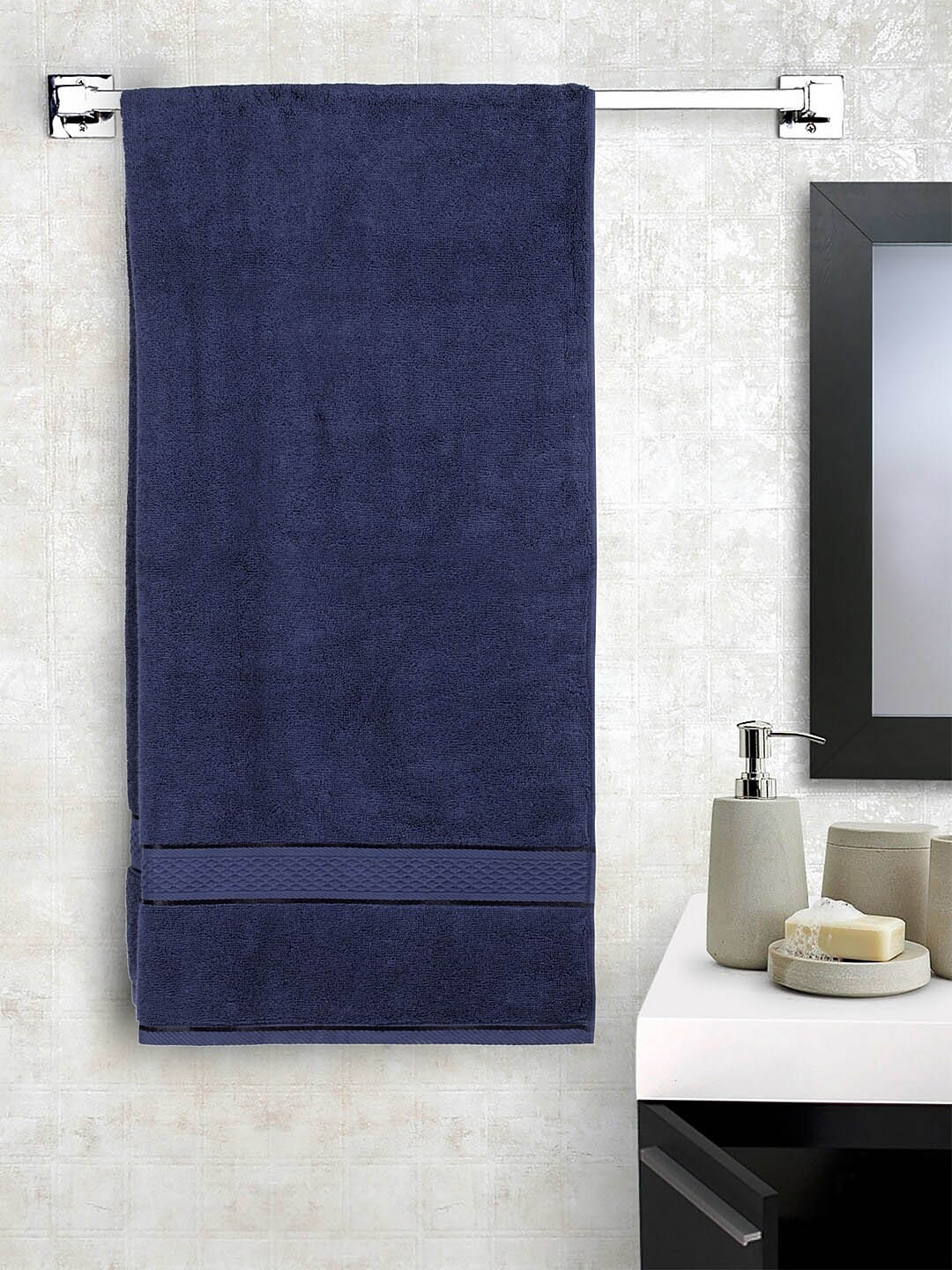 

MYTRIDENT Blue Solid 450 GSM Ultra-Absorbent Cotton Bath Towel