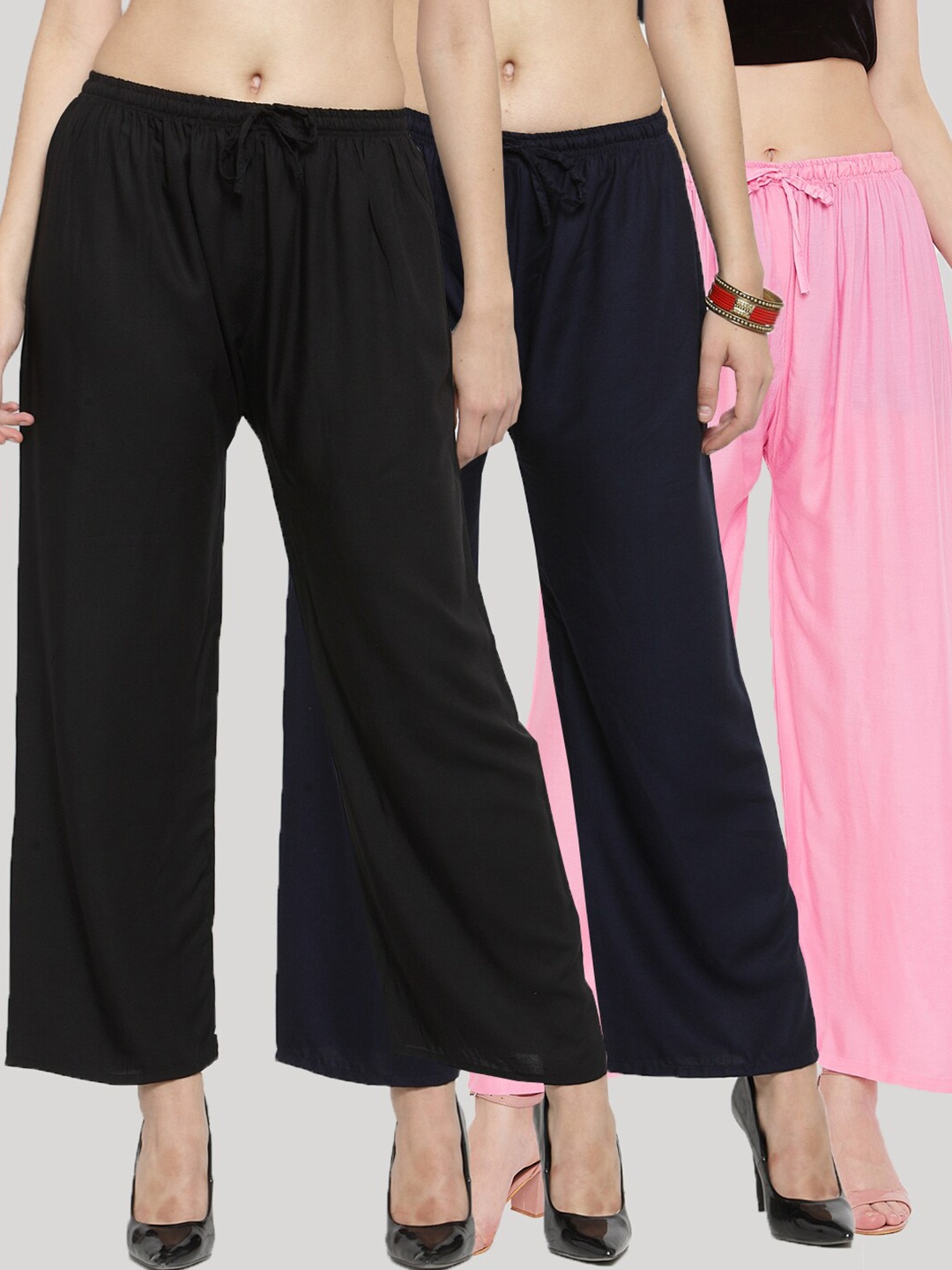 

Clora Creation Women Black & Navy Blue Pack of 3 Knitted Palazzos