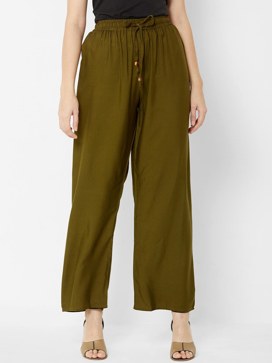 

ZOLA Women Olive Straight Fit Parallel Trousers