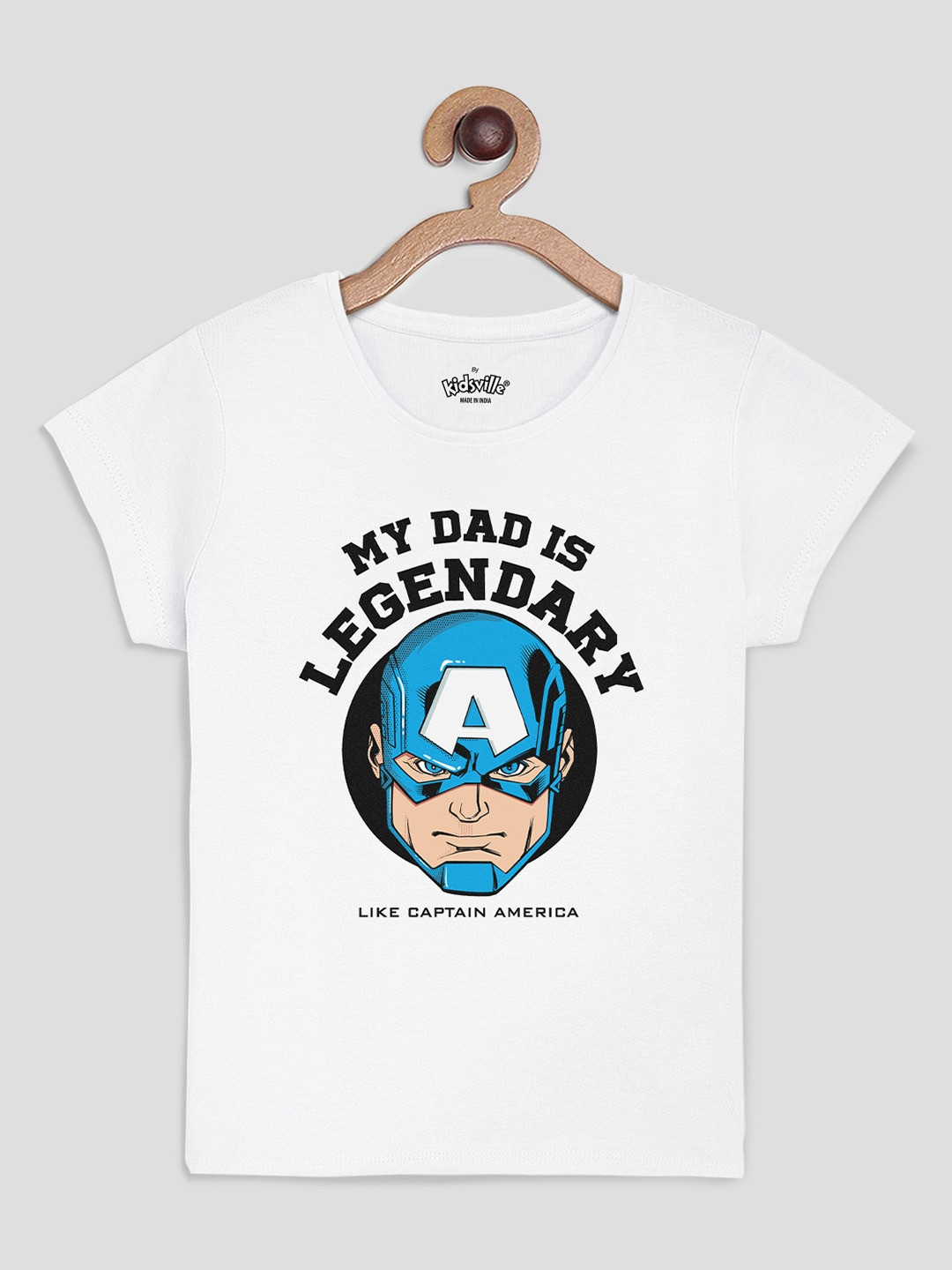 

Kids Ville Girls White Avengers Printed Cotton Pure Cotton T-shirt
