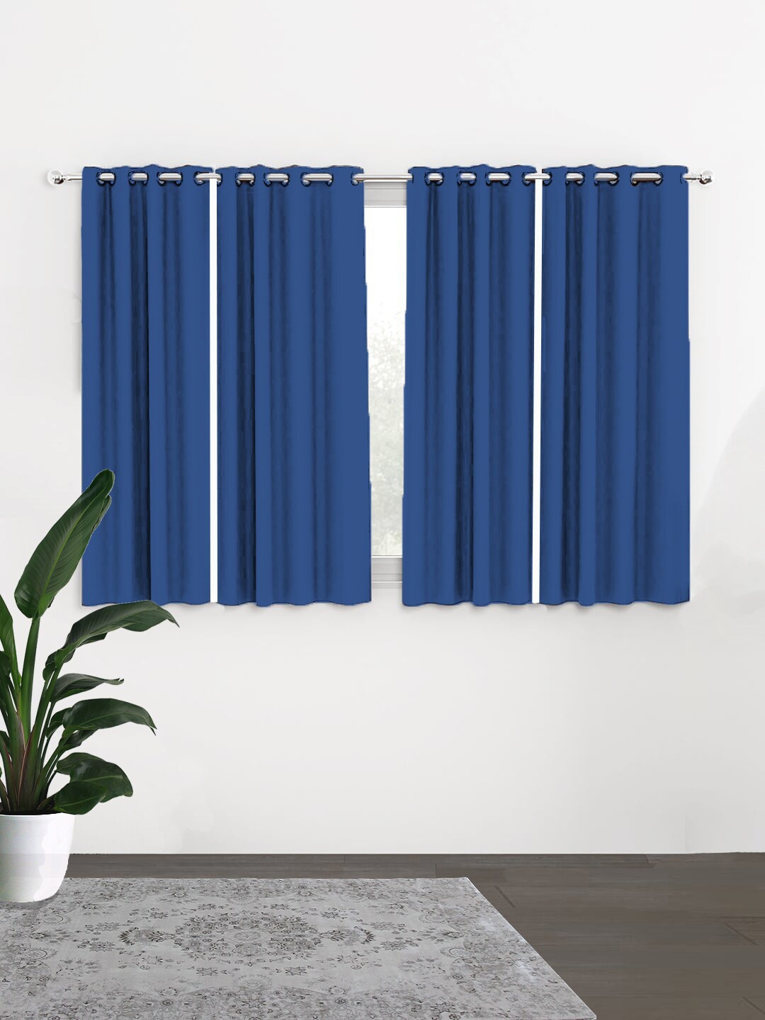 

HOUZZCODE Blue Set of 4 Black Out Window Curtains