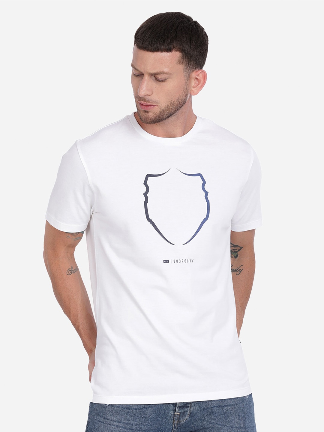 

883 Police Men White Printed T-shirt