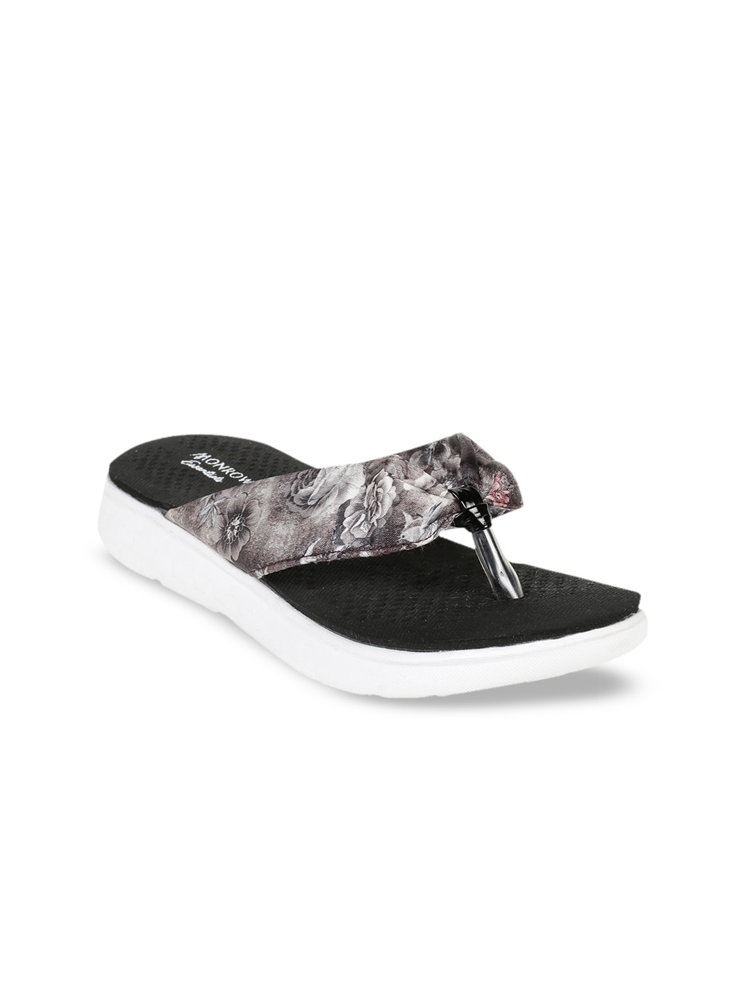 

Monrow Women Black Printed T-Strap Flats