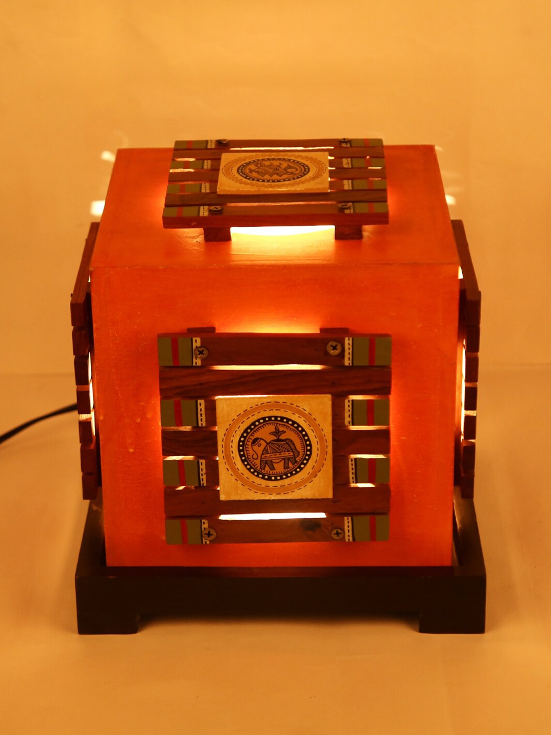 

Aapno Rajasthan Orange & Green Printed Contemporary Table Lamp