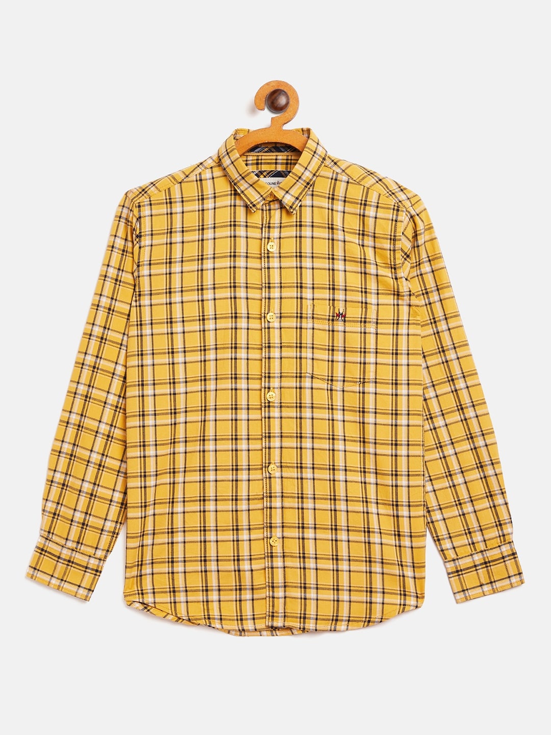 

Crimsoune Club Boys Yellow Slim Fit Tartan Checks Checked Casual Shirt