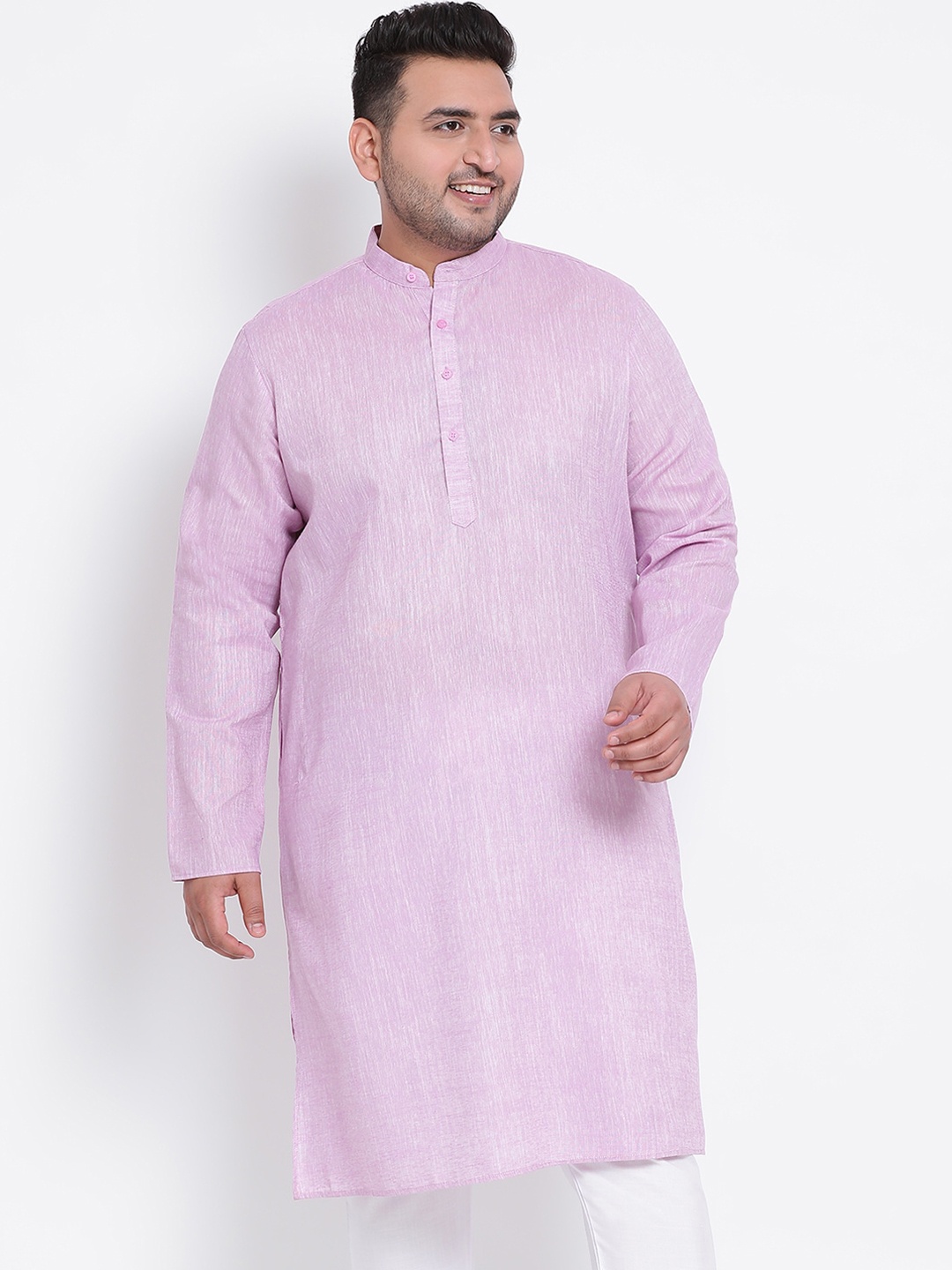 

Hangup Men Purple Linen Kurta with Pyjamas