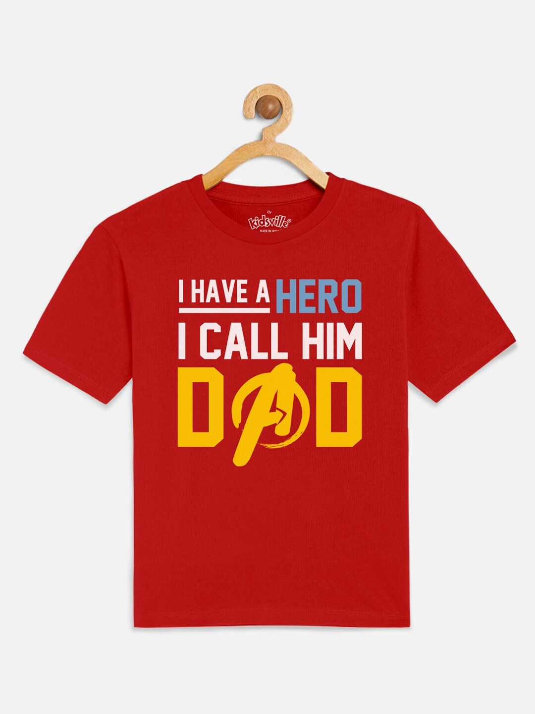 Kids Ville Boys Red Avengers Printed Cotton Pure Cotton T-shirt