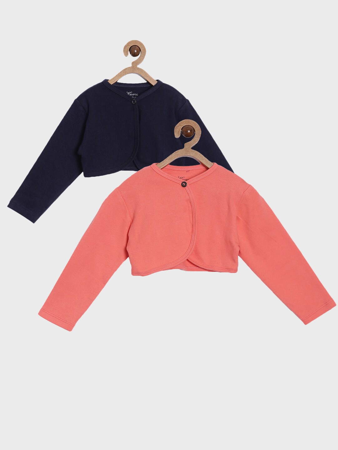 

Kryptic Girls Pack of 2 Navy Blue & Peach-Coloured Pure Cotton Shrug