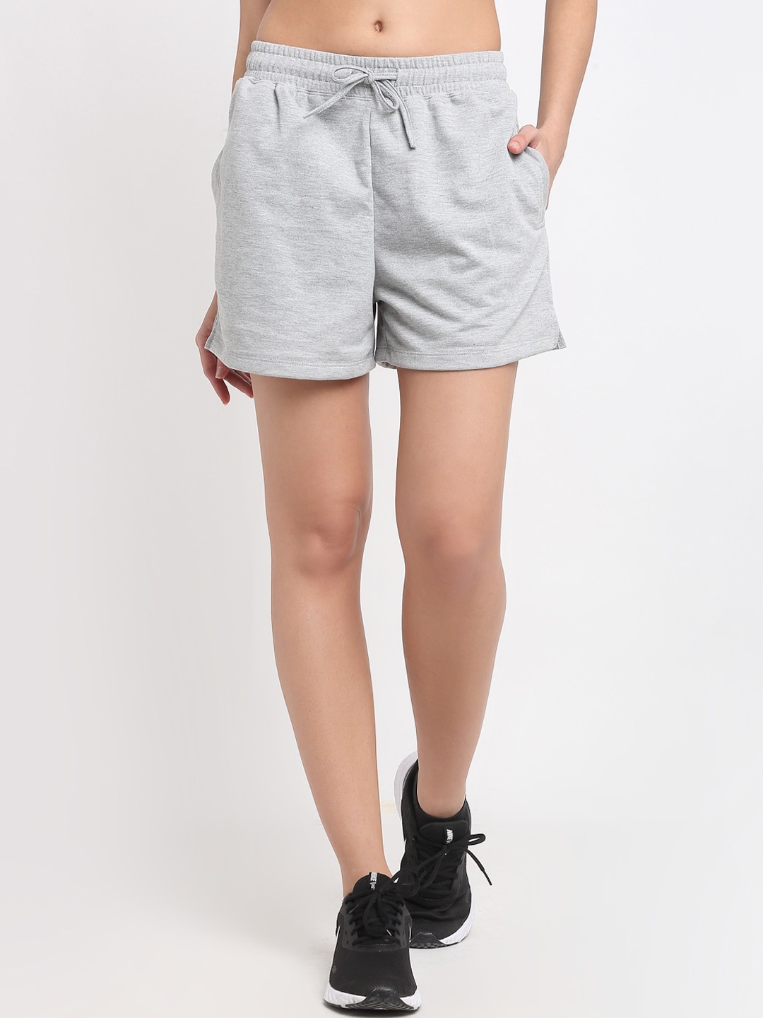

PERFKT-U Women Grey Mid-Rise Sports Shorts