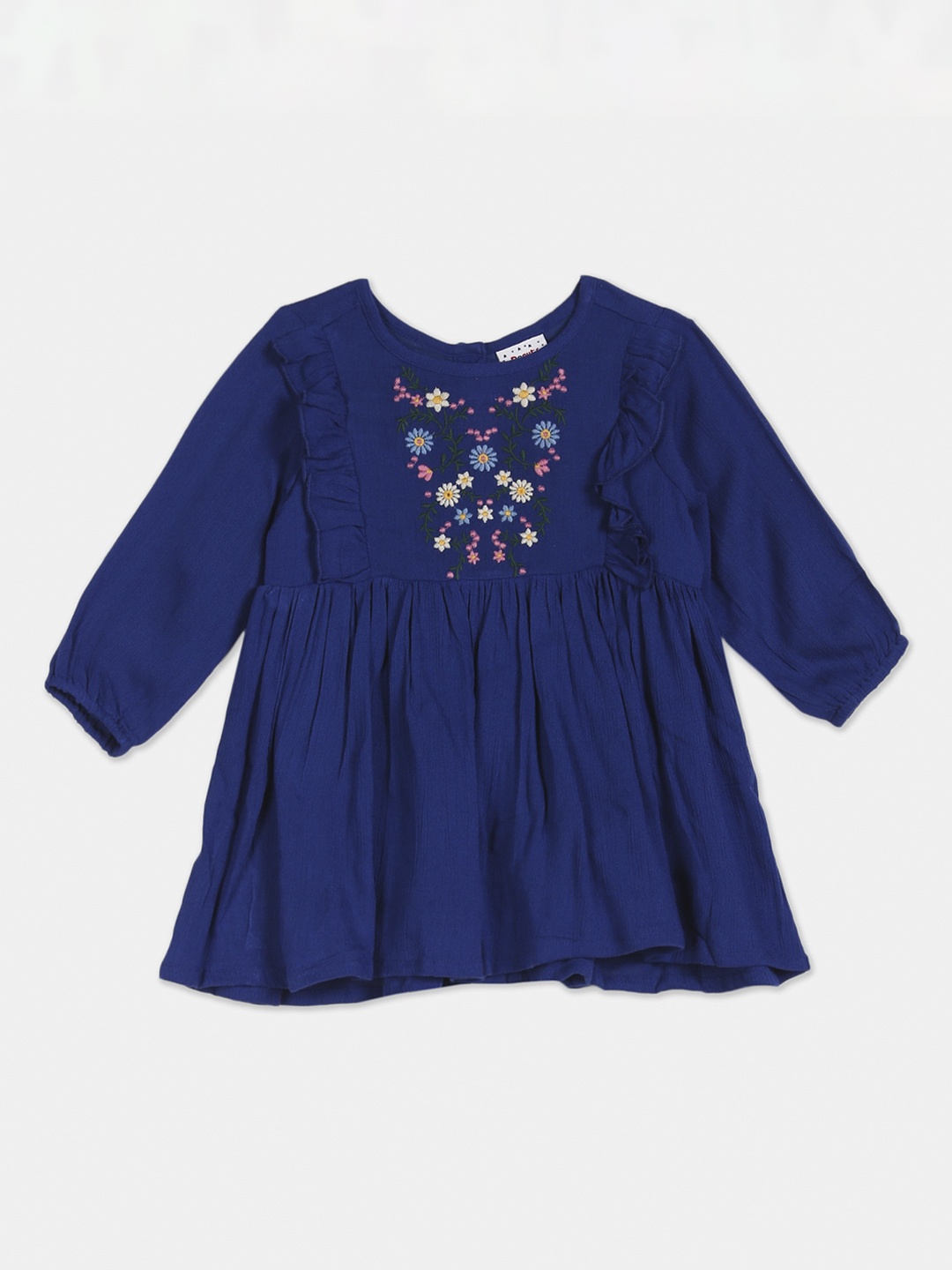 

Donuts Blue Floral Embroidered Fit And Flare Dress