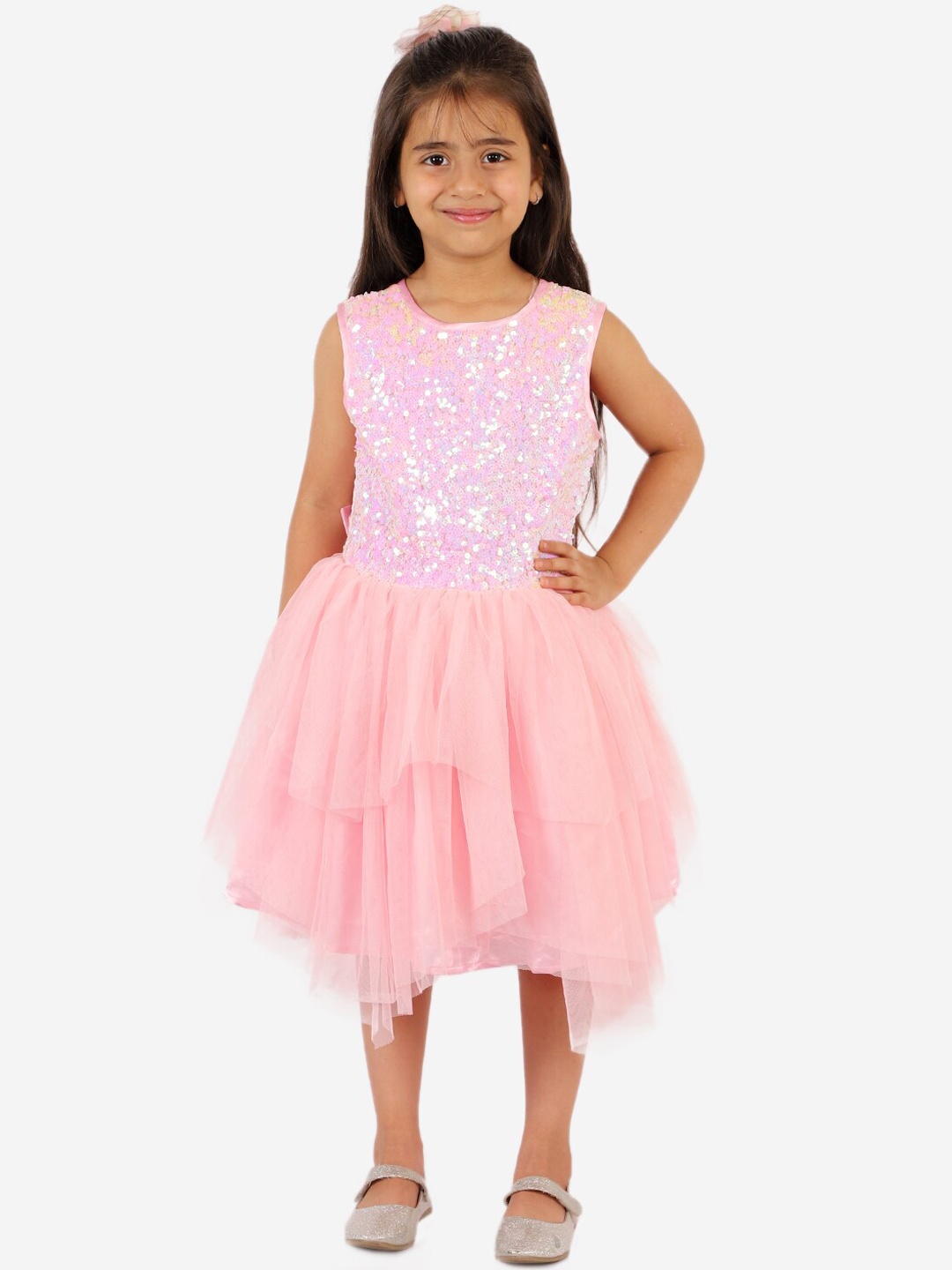 

KidsDew Pink Floral Net Dress