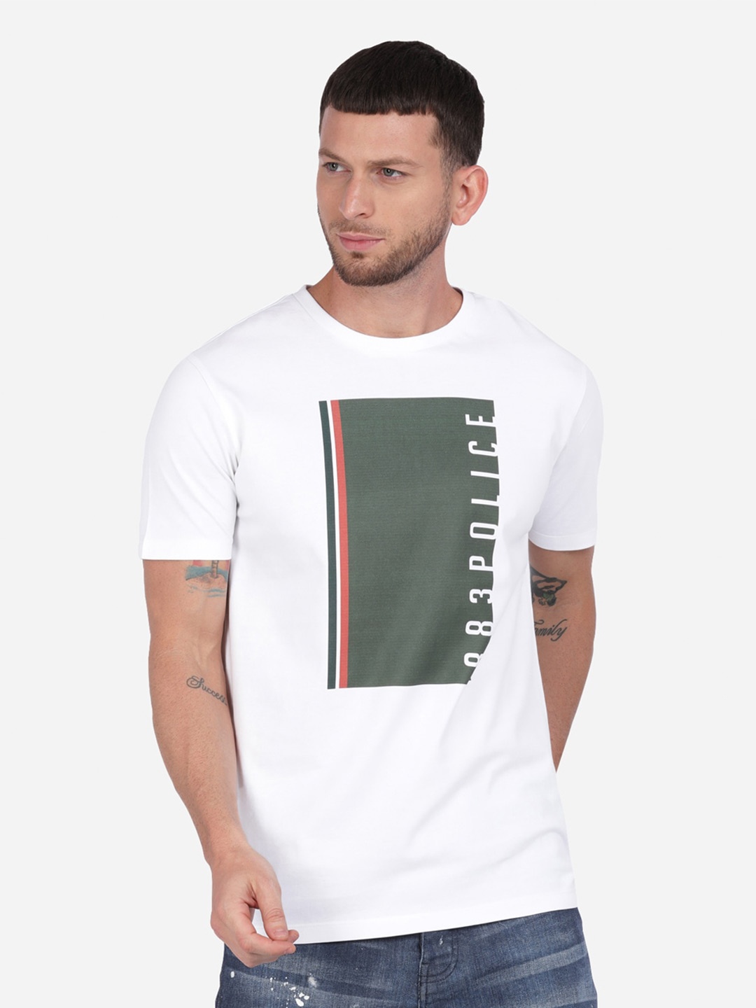 

883 Police Men White Printed T-shirt
