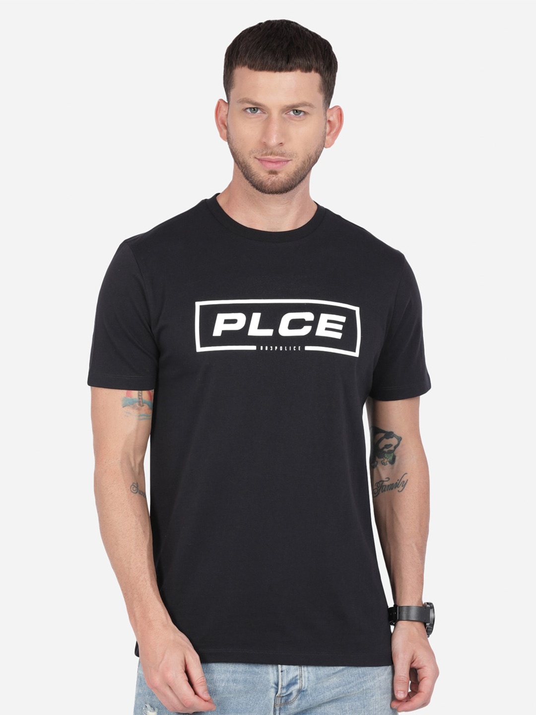 

883 Police Men Black & White Typography Printed T-shirt
