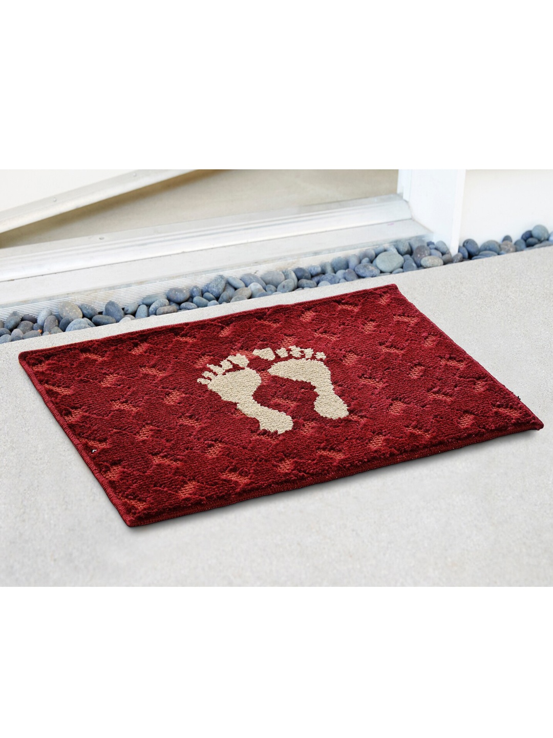 

Saral Home Set Of 2 Printed Anti-Skid Cotton Doormats, Blue