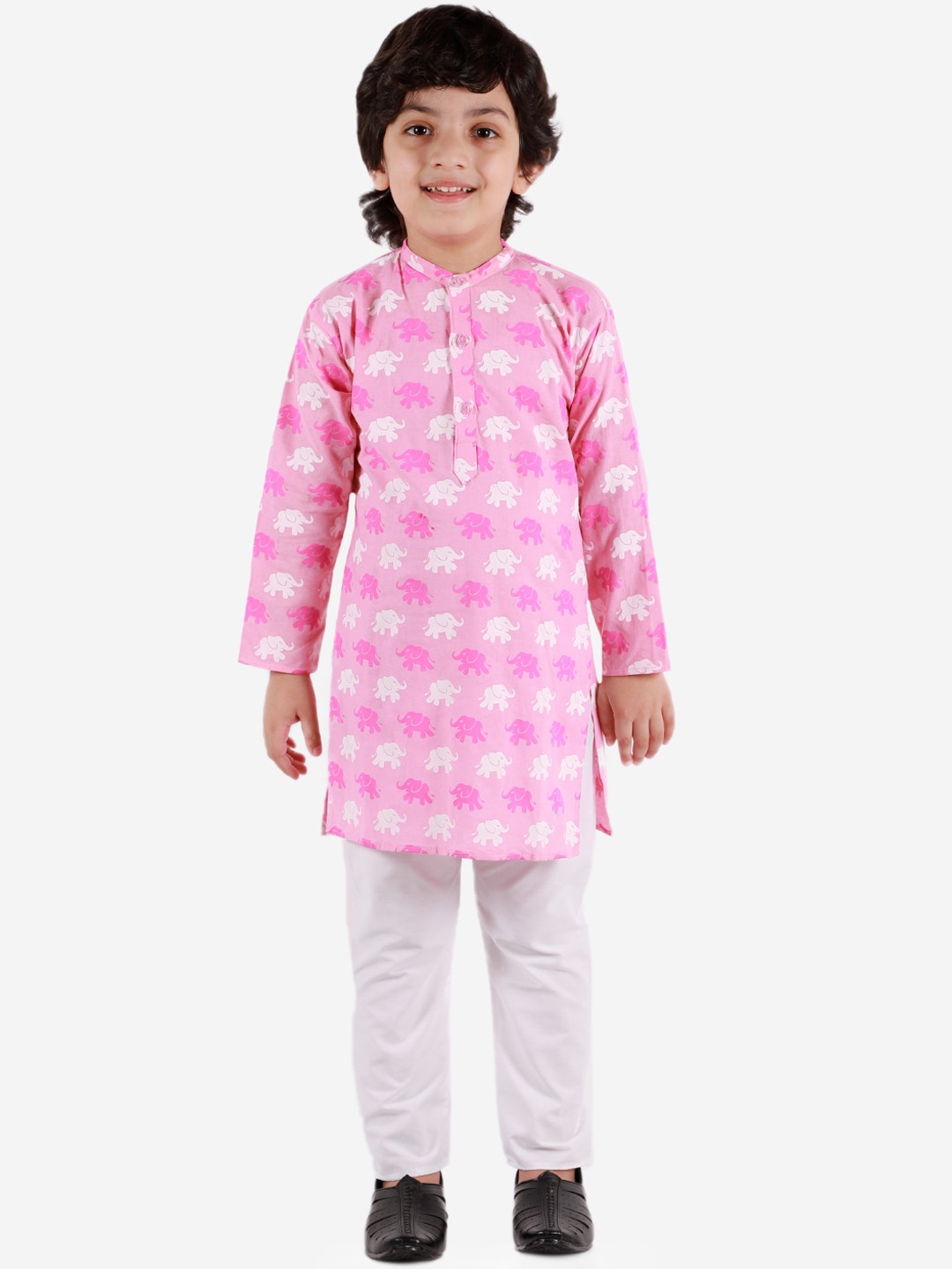 Chipbeys Boys Pink Pure Cotton Kurta with Pyjamas