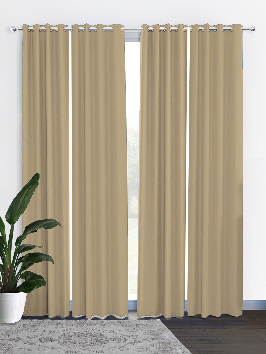 

HOUZZCODE Beige Set of 4 Black Out Door Curtain