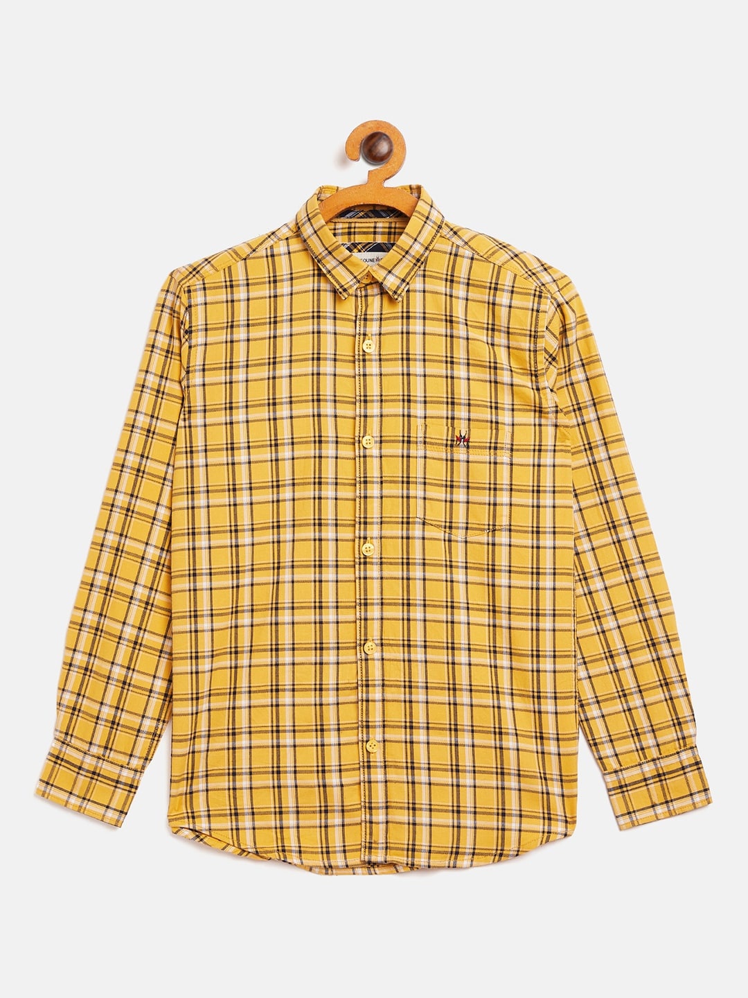 

Crimsoune Club Boys Yellow Slim Fit Checked Casual Shirt