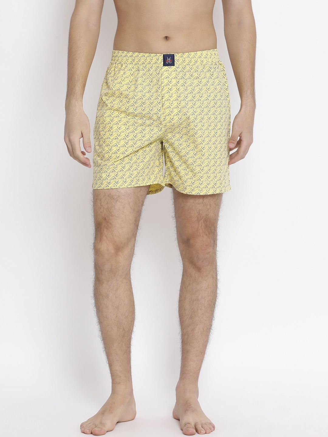

Crimsoune Club Men Yellow & Blue Printed Pure Cotton Boxers BX4085A-1