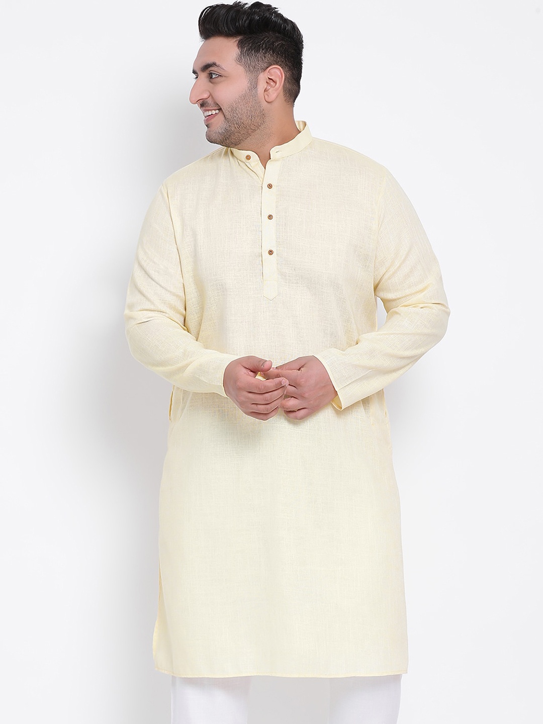 

Hangup Plus Size Men Yellow Kurta