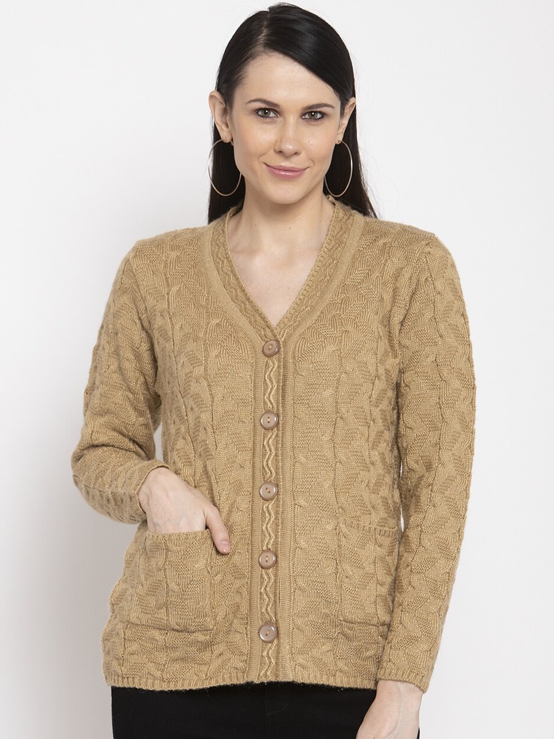 

VANYA Women Brown Cable Knit Cardigan