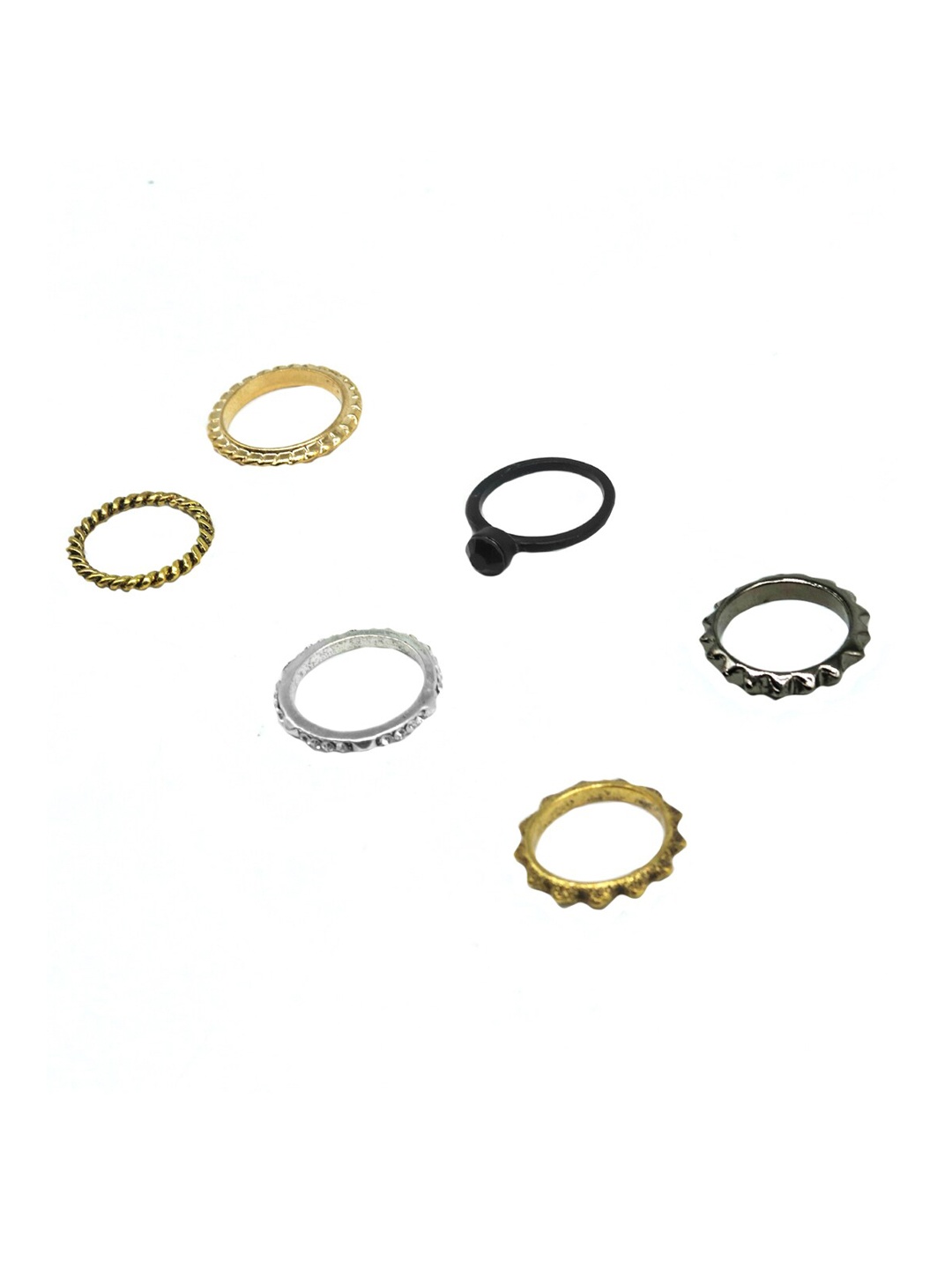 

JOKER & WITCH Set Of 6 Finger Rings, Black
