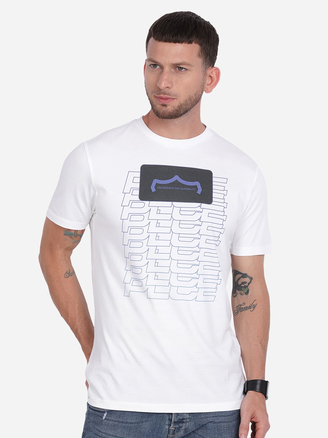 

883 Police Men White Printed T-shirt