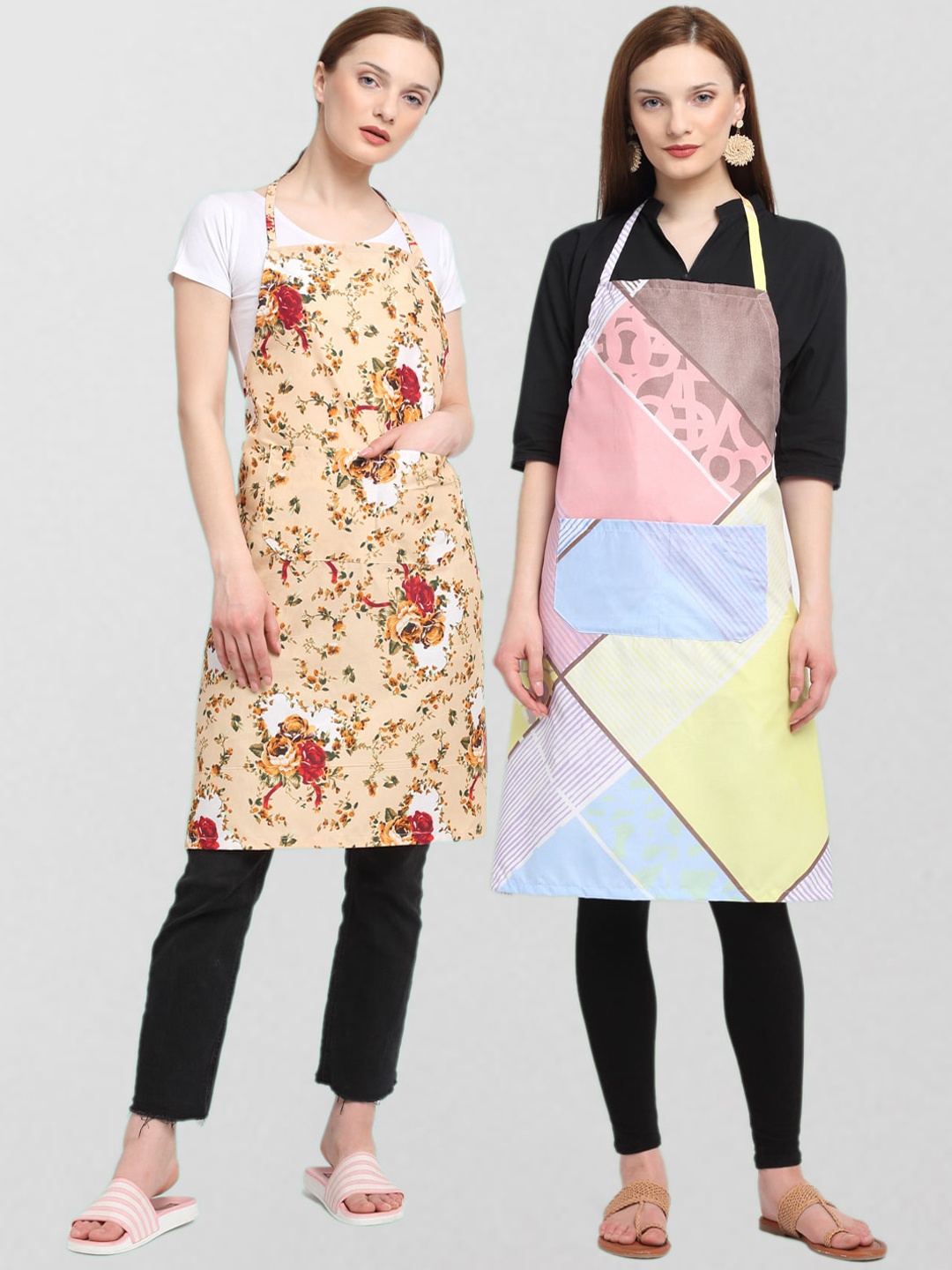 

KLOTTHE Unisex Pack Of 2 Cotton Printed 210 TC Aprons, Blue