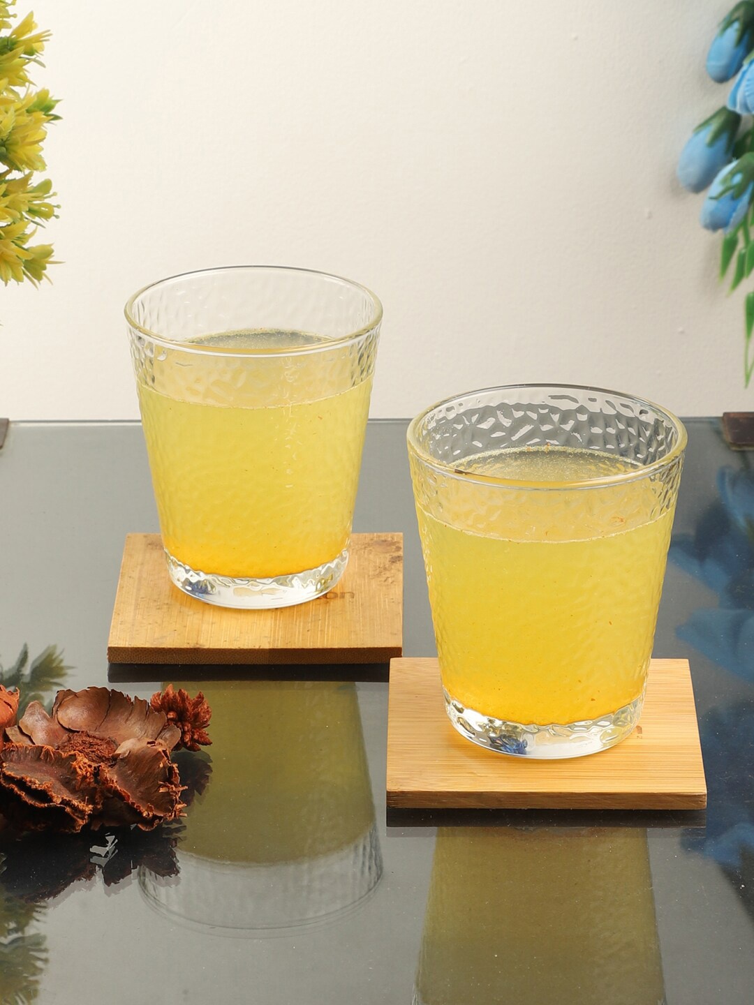 ceradeco Set Of 6 Transparent Frosted Water Or Juice Glass 250 Ml