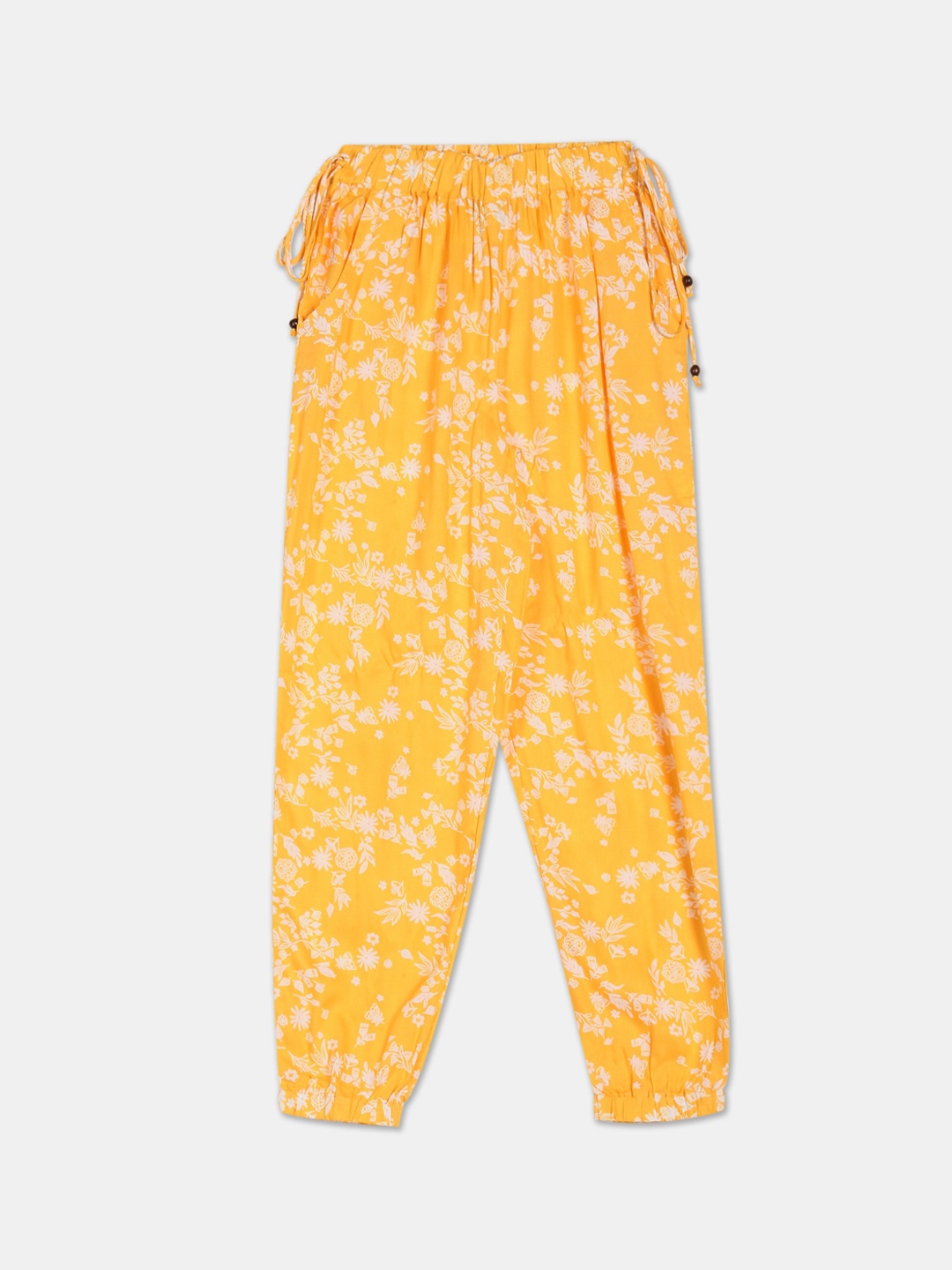 

Cherokee Girls Yellow Floral Printed Regular Trousers