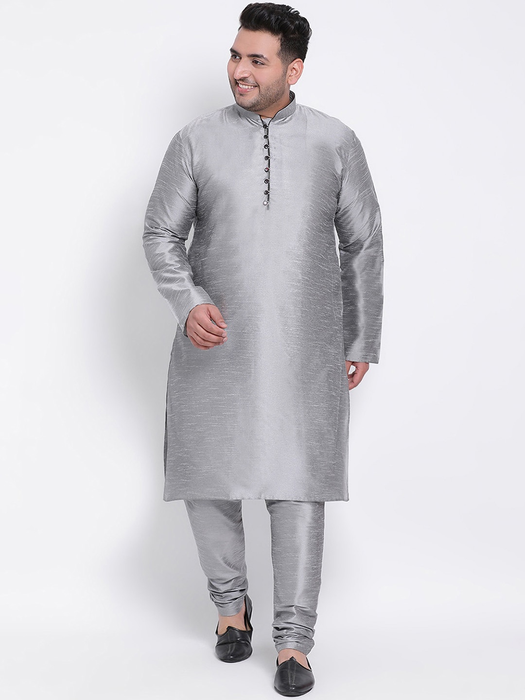 

Hangup Men Grey Dupion Silk Kurta with Pyjamas