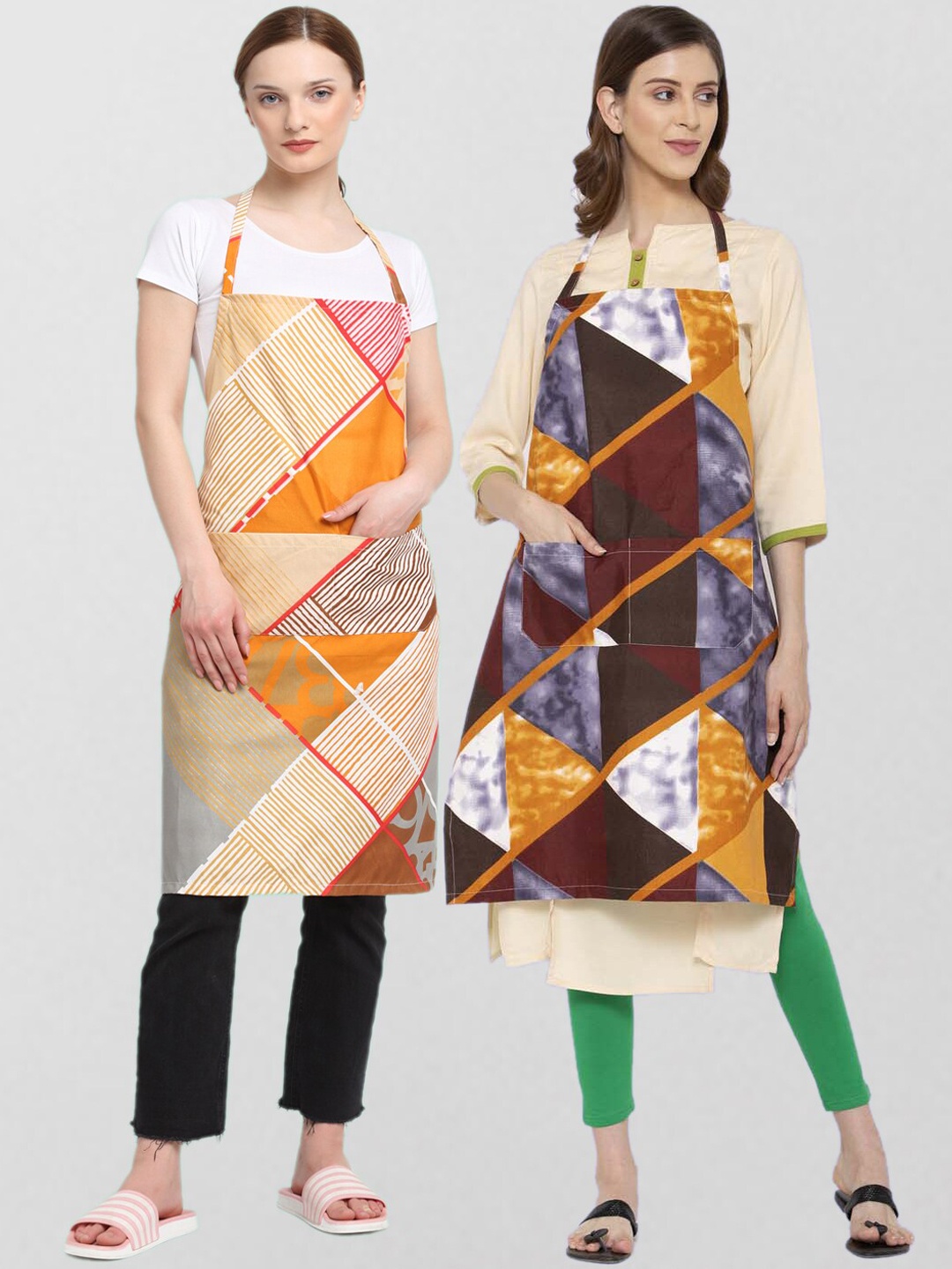 

KLOTTHE Unisex Pack Of 2 Printed Cotton 210 TC Aprons, Purple