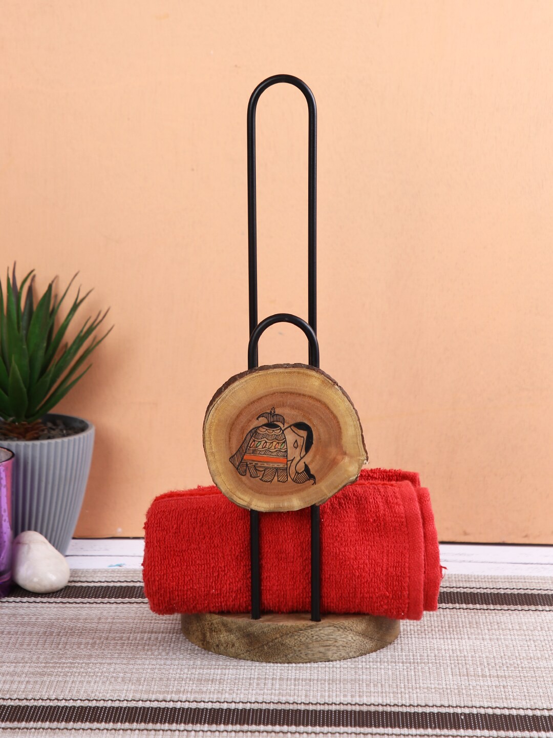 

Aapno Rajasthan Brown Wooden Tissue Roll Holder with Metal Dispenser