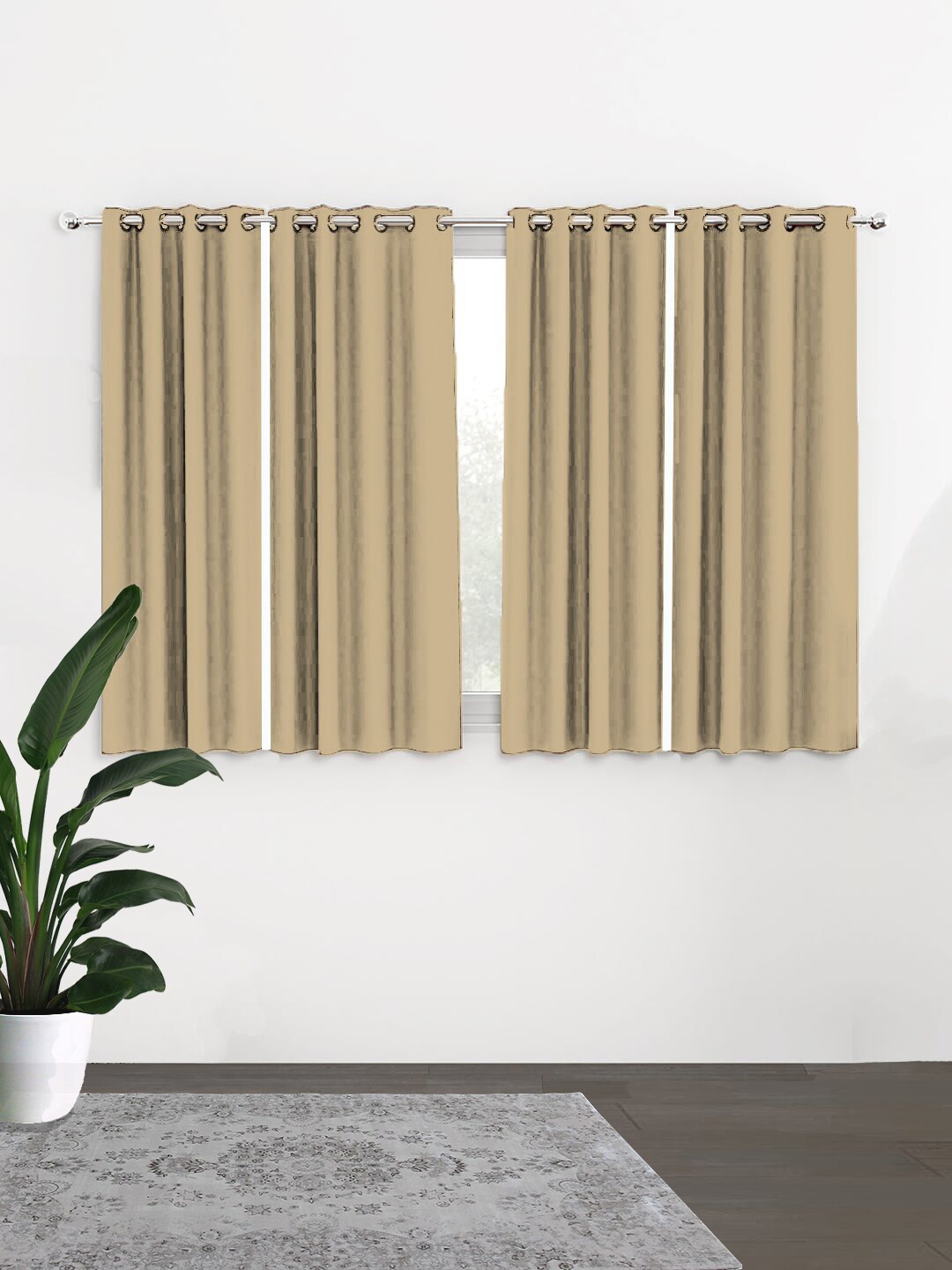

HOUZZCODE Beige Set of 4 Black Out Window Curtain