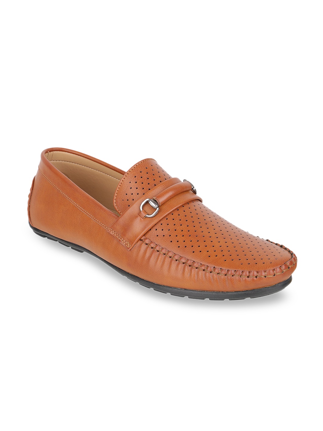 

Carlton London Men Tan Brown Textured Loafers