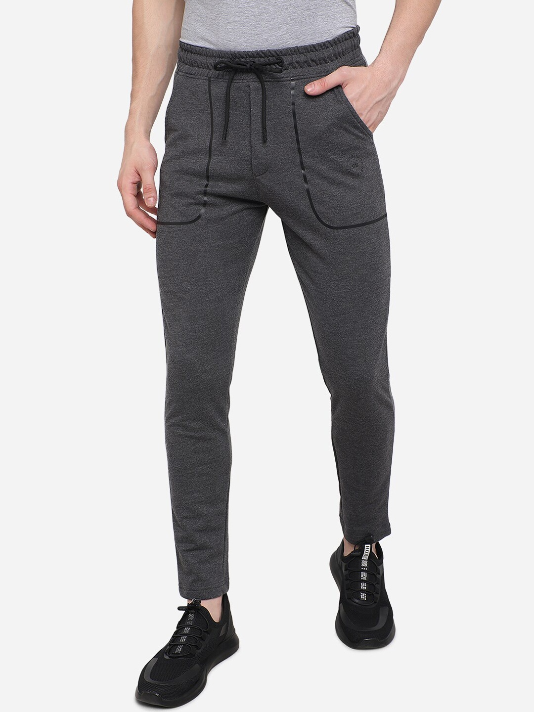 

JADE BLUE Men Grey Solid Slim-Fit Track Pants