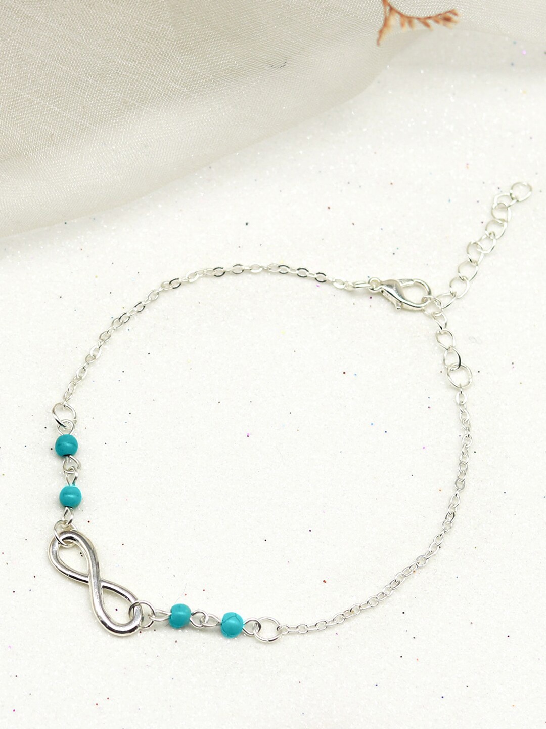 JOKER & WITCH Silver-Plated Blue Beaded Anklet