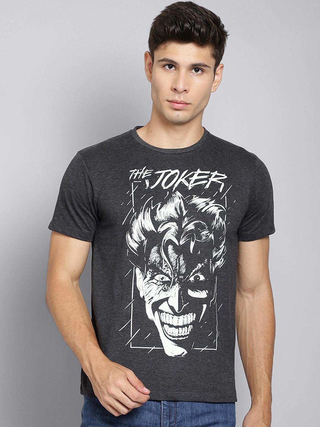 

Free Authority Men Grey Joker Printed T-shirt