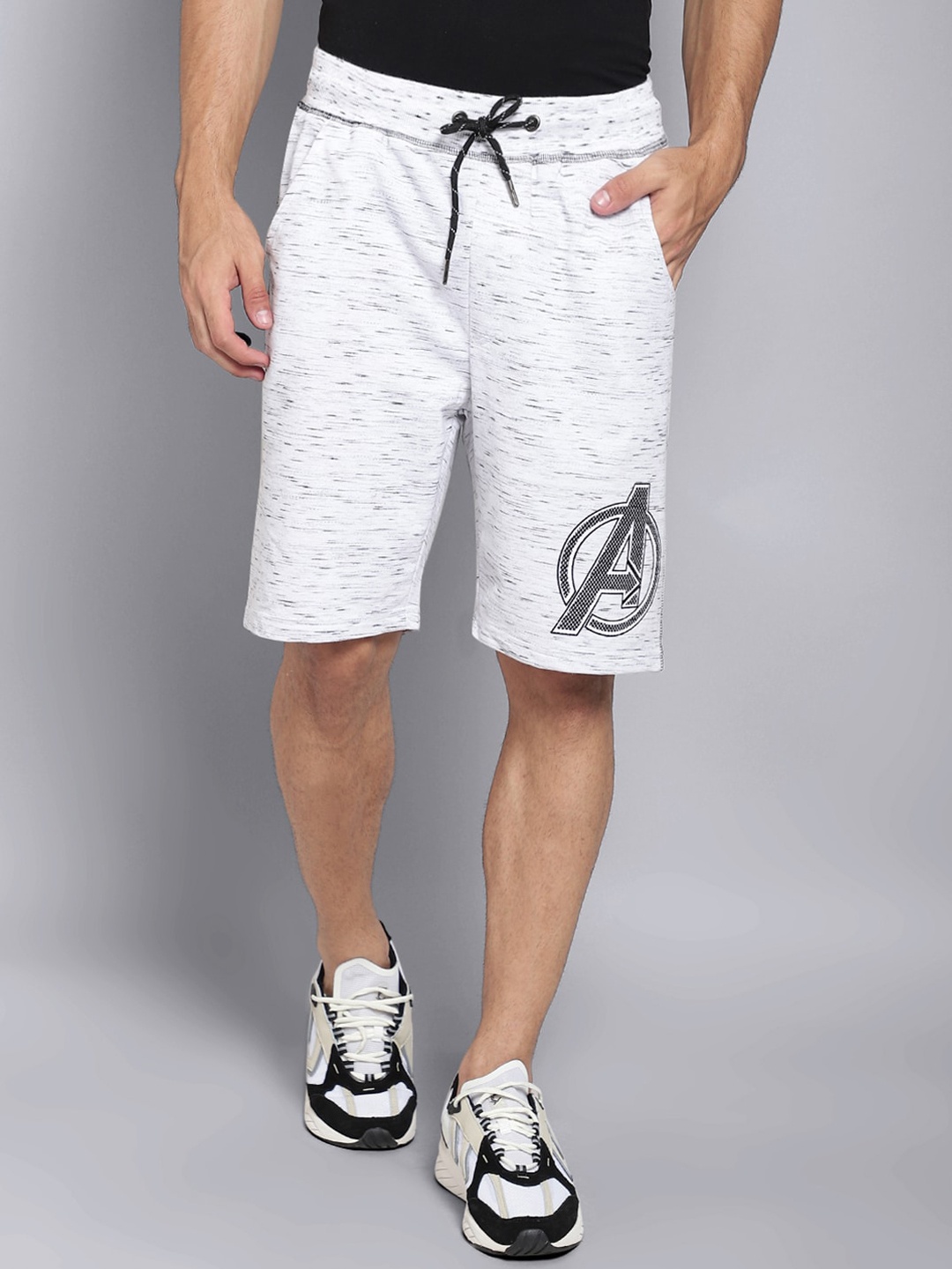 

Free Authority Men White Printed Avengers Mid-Rise Regular Shorts