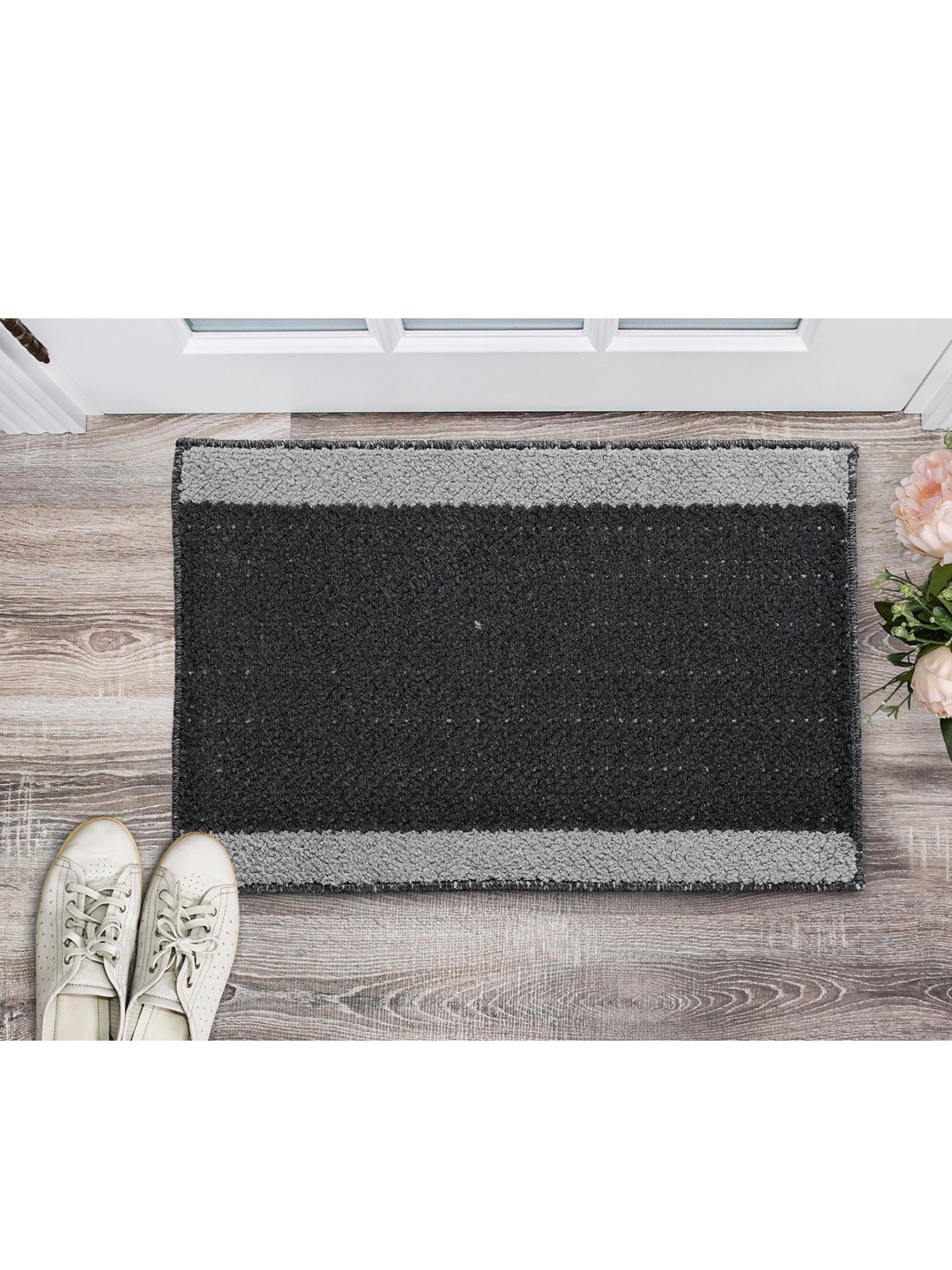 

Saral Home Black & Grey Solid Cotton Anti-Skid Door Mat