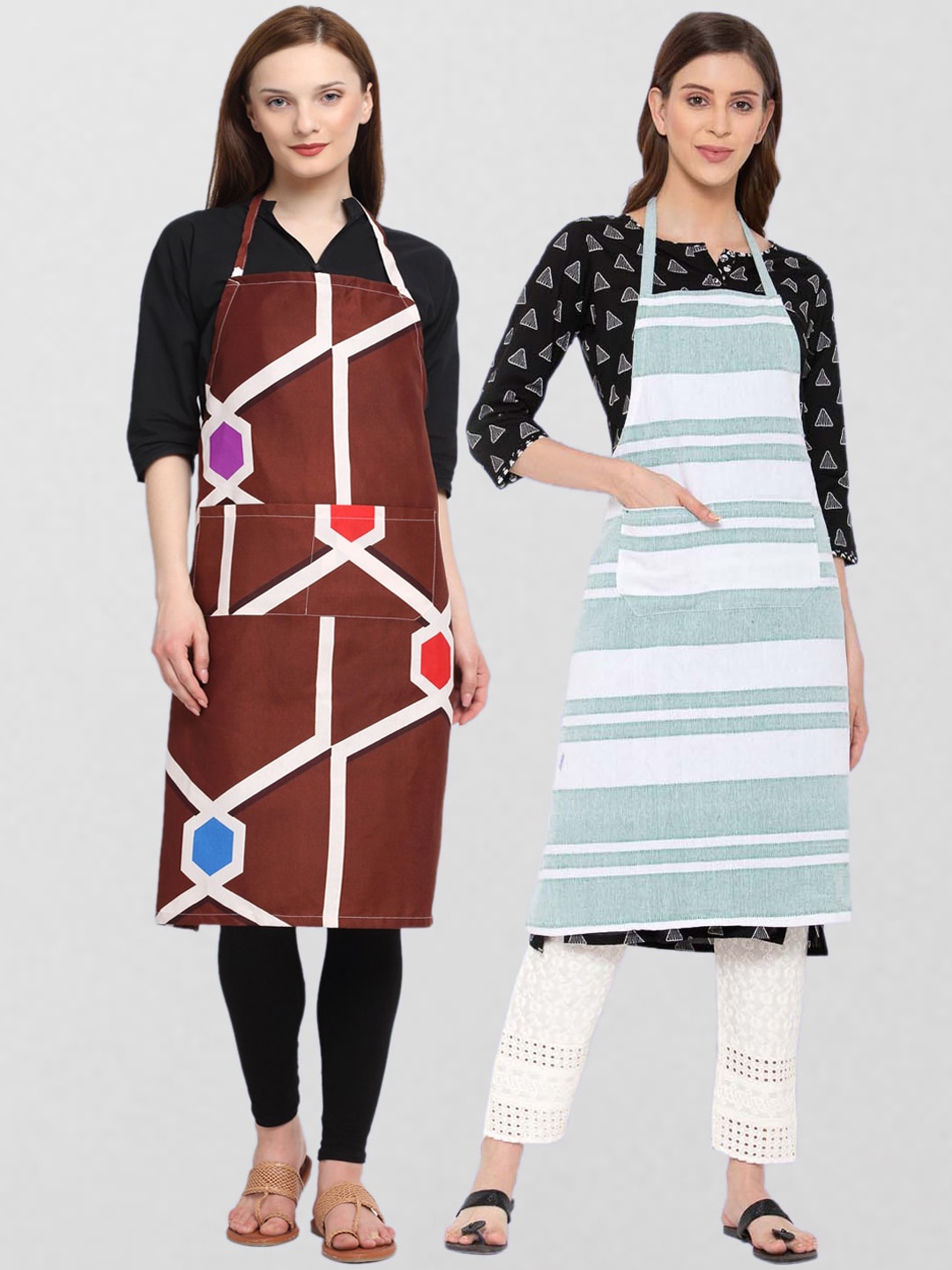 

KLOTTHE Unisex Pack Of 2 Printed 300 TC Aprons, Maroon