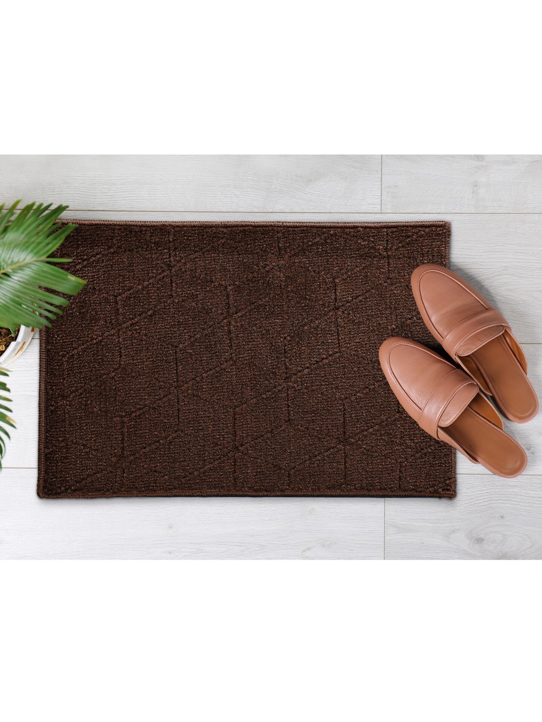 

Saral Home Set Of 2 Solid Anti-Skid Cotton Doormats, Brown