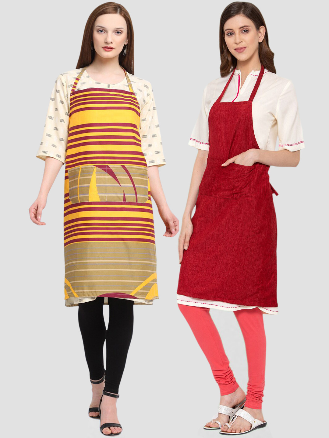 

KLOTTHE Unisex Pack Of 2 Cotton 210 TC Aprons, Maroon