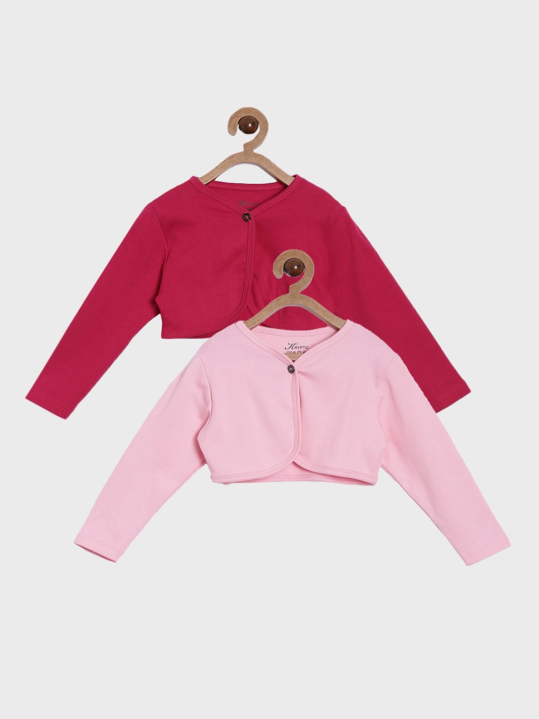 

Kryptic Girls Pack Of 2 Pink & Magenta Cotton Crop Shrugs