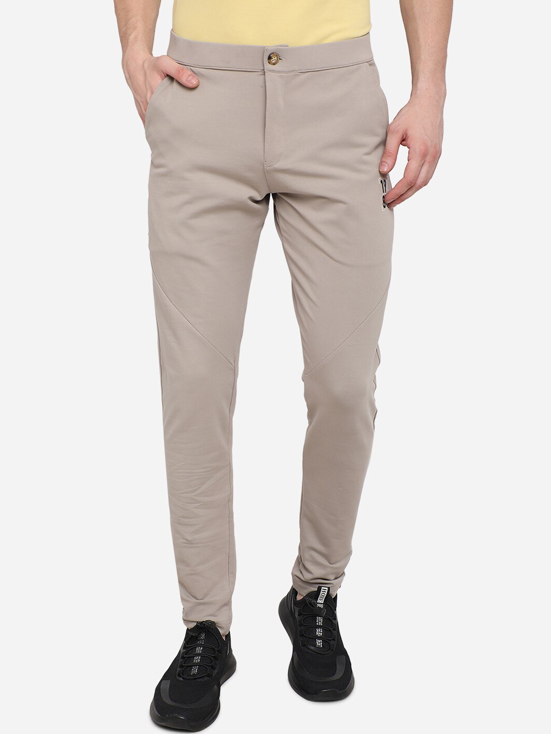 

JADE BLUE Men Beige Solid Slim-Fit Track Pants