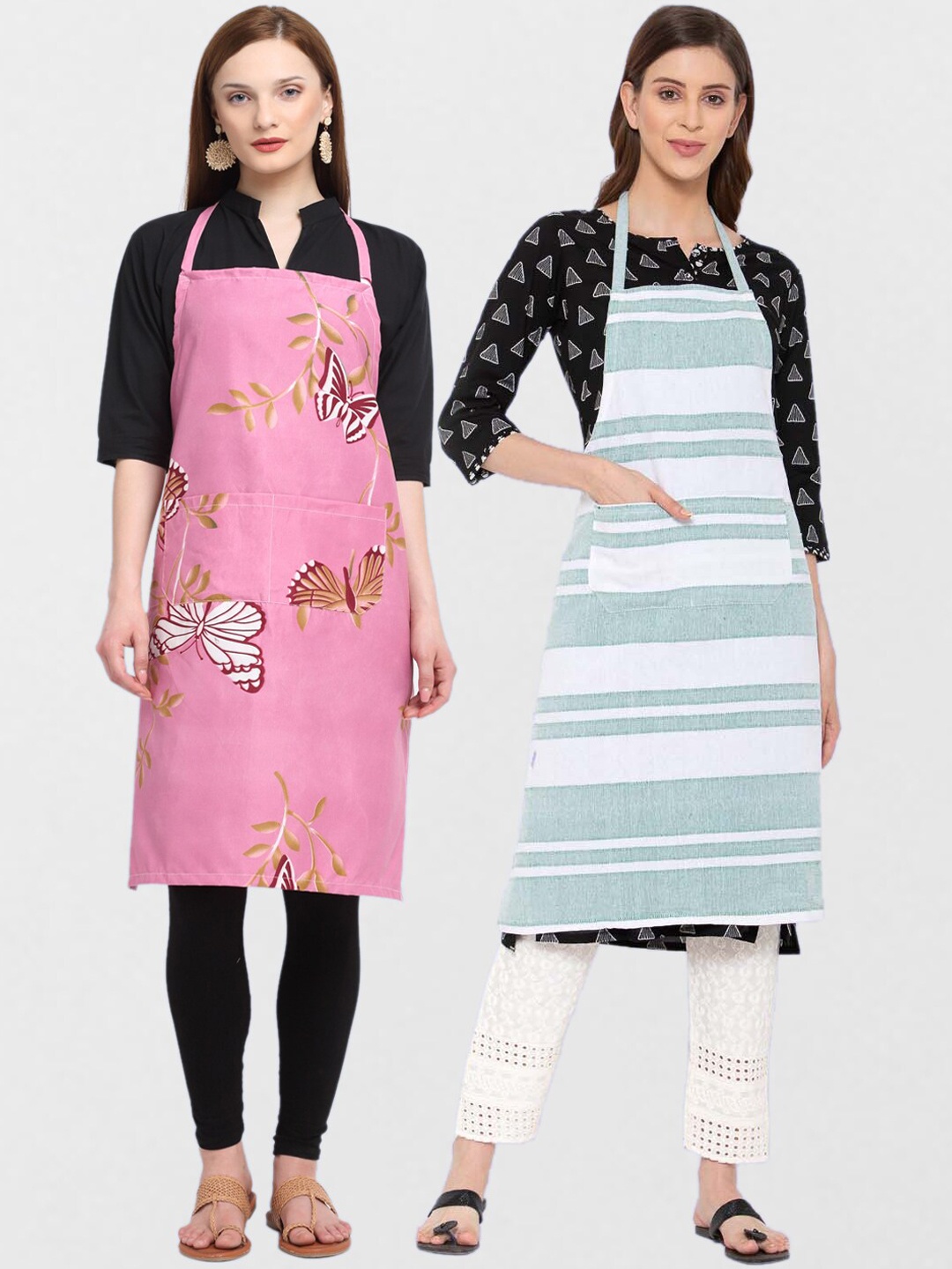

KLOTTHE Unisex Pack Of 2 Printed 210TC Cotton Aprons, Pink