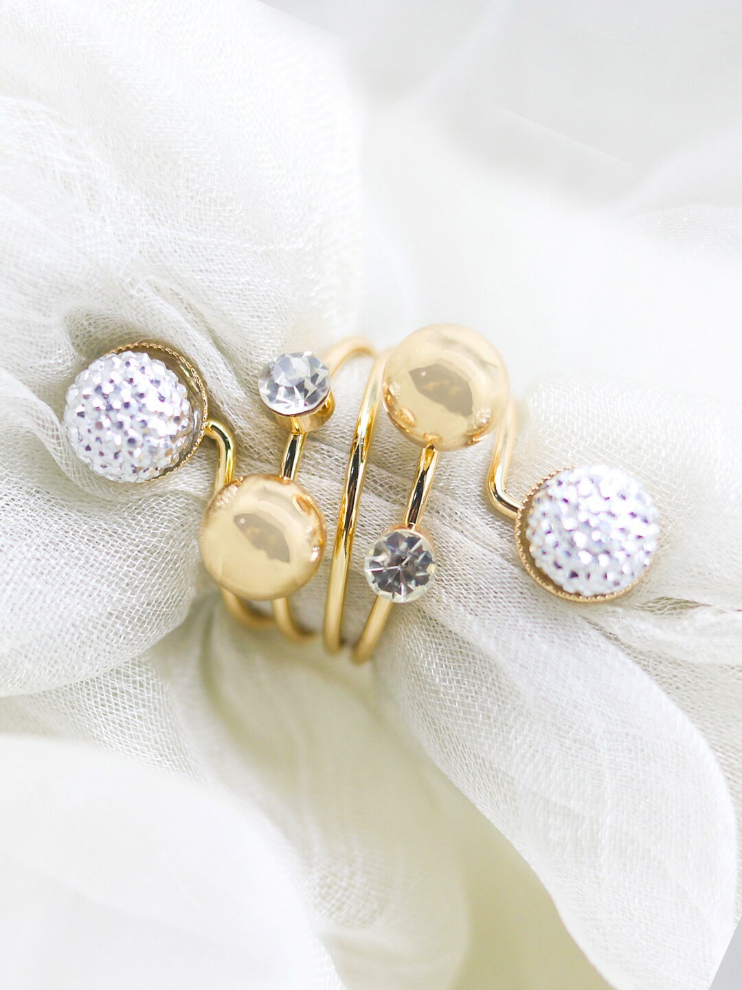 JOKER & WITCH Gold-Toned & White Stone-Studded Steller Finger Ring