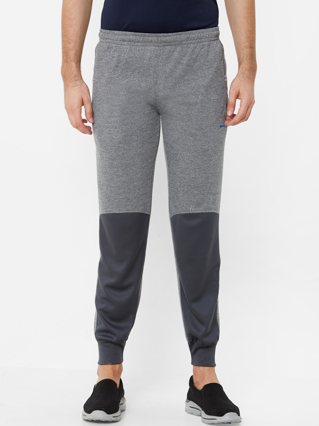 

Black Panther Men Grey & Black Colorblocked Slim-Fit Joggers