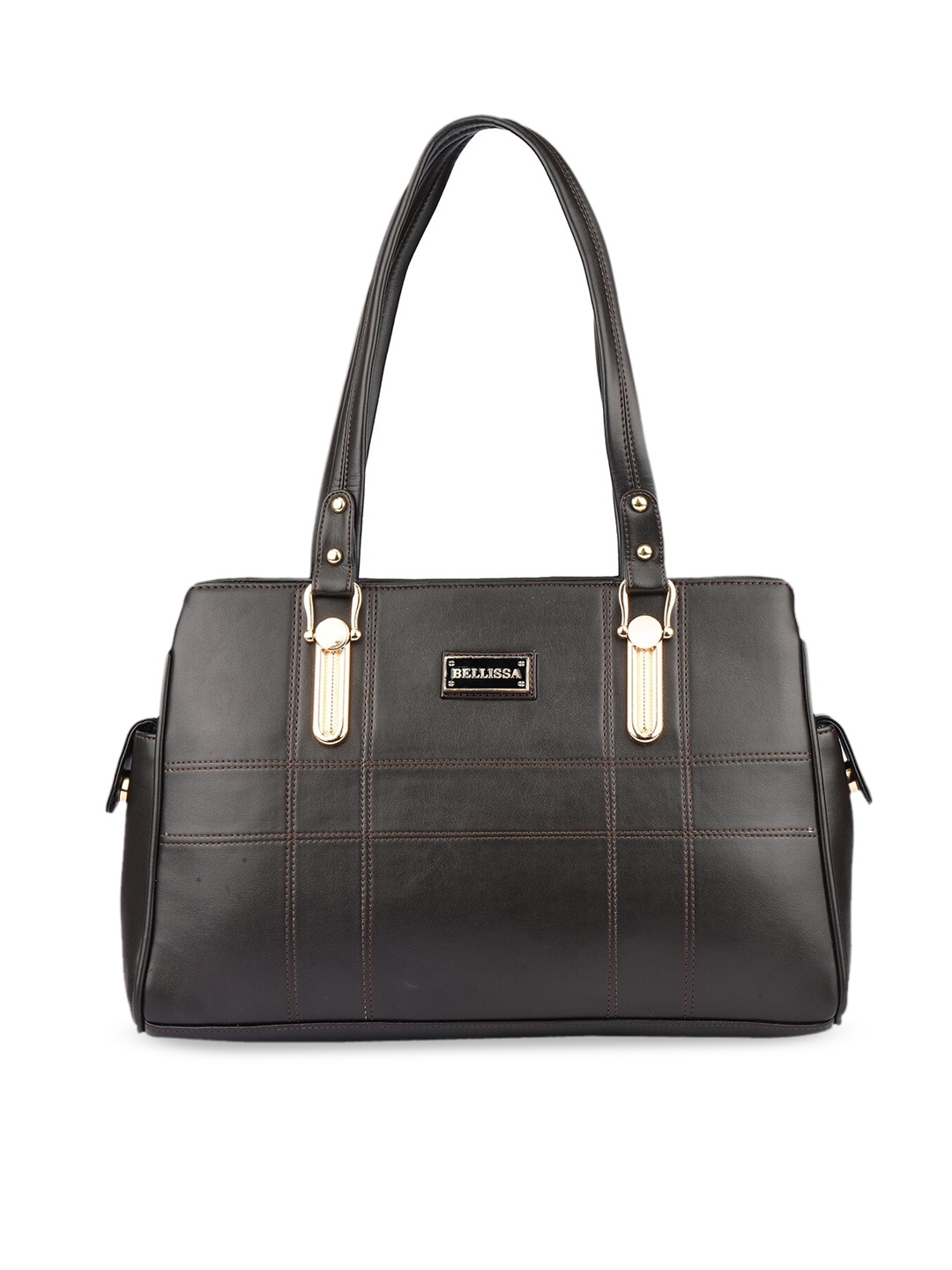 Bellissa Brown PU Structured Shoulder Bag