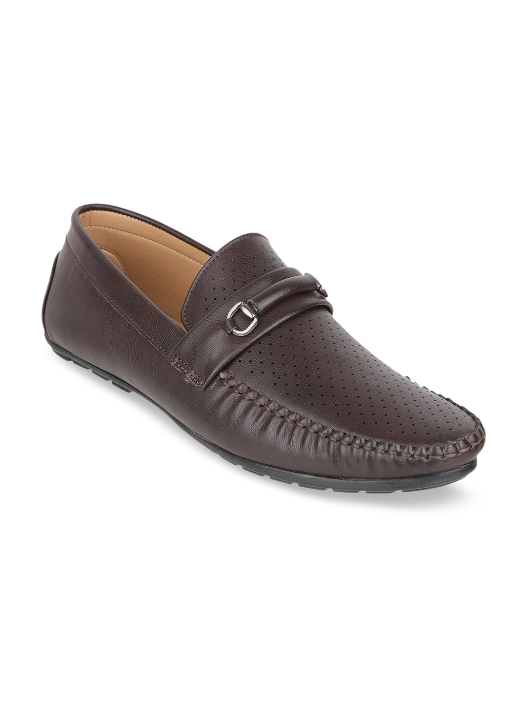 Carlton London Men Brown Textured Loafers